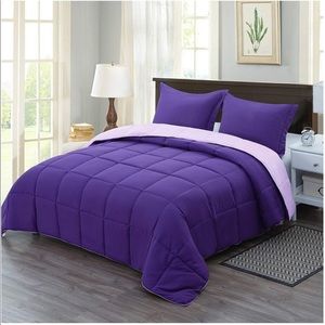 Comforter Set King Purple Reversible 3 Piece